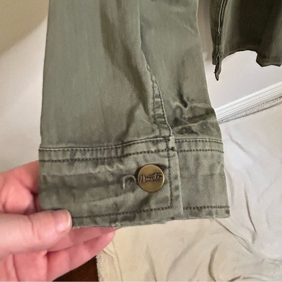 Nanette Lepor | Army Green Utility Jacket | Beaded Star Patch | Cotton| Size L - Picture 6 of 12